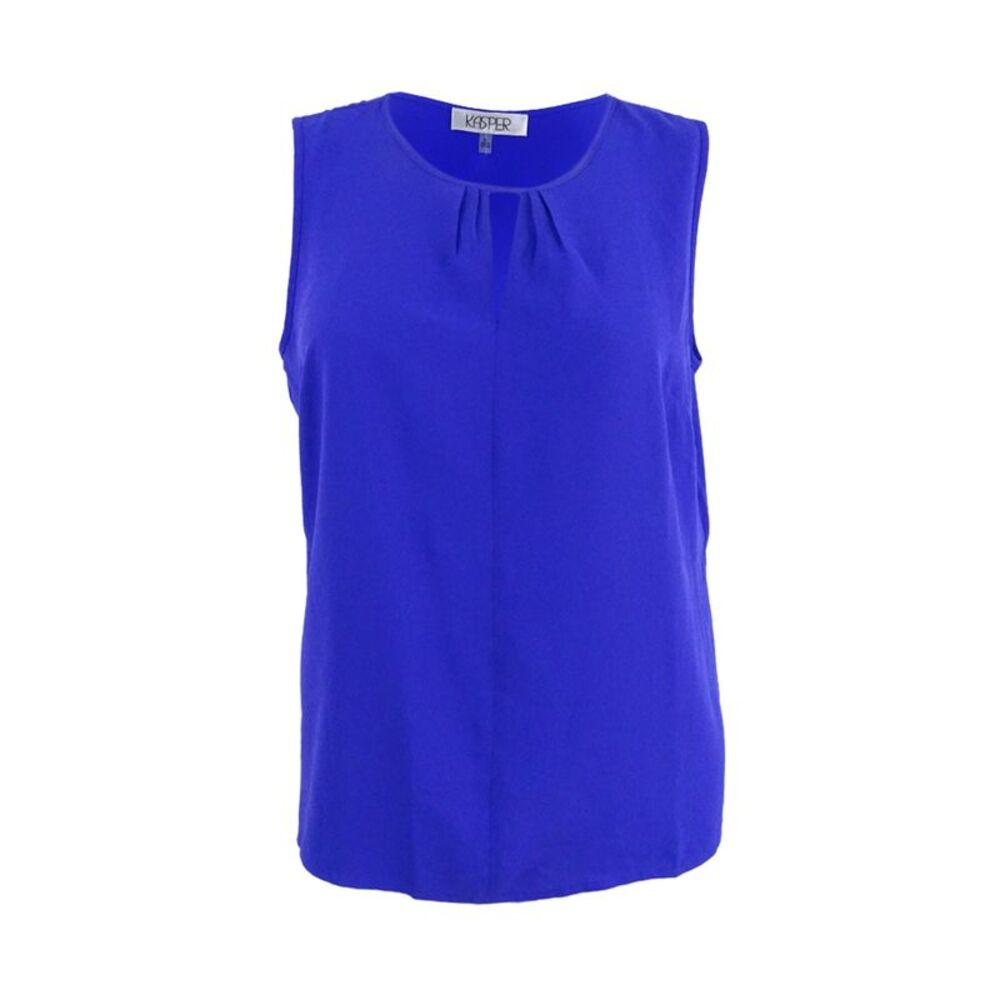 Kasper Women's Plus Size Crepe Keyhole Shell Top (1X, Iris)